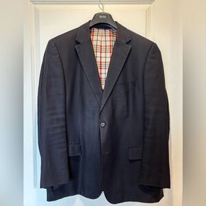 Hugo Boss Blazer 46 Navy Blue Men's Classic Sport Jacket Preppy Madras Lining